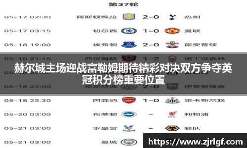 赫尔城主场迎战富勒姆期待精彩对决双方争夺英冠积分榜重要位置